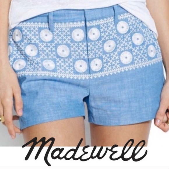 Madewell Pants - Madewell Cambray Sunstitched Shorts Size 4